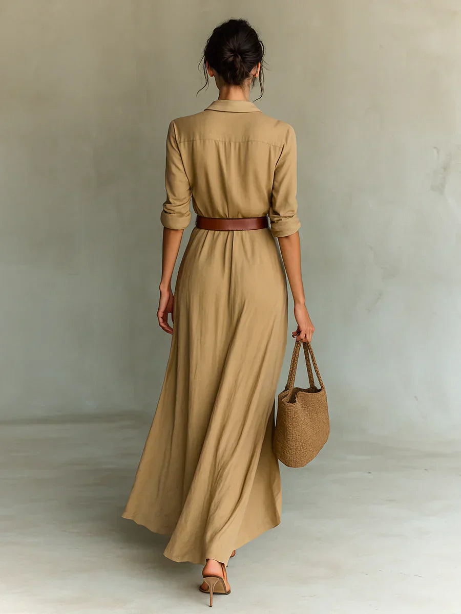 Vestido maxi elegante de lino