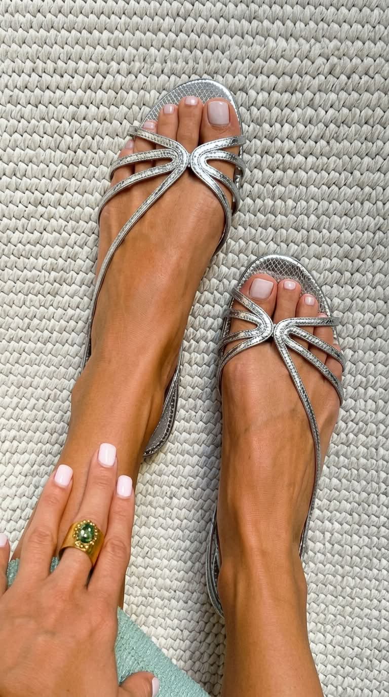 Sandalias Planas Doradas con Tiras Finas