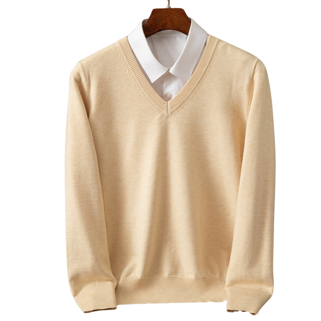 Elegante jersey de cachemira con cuello en V