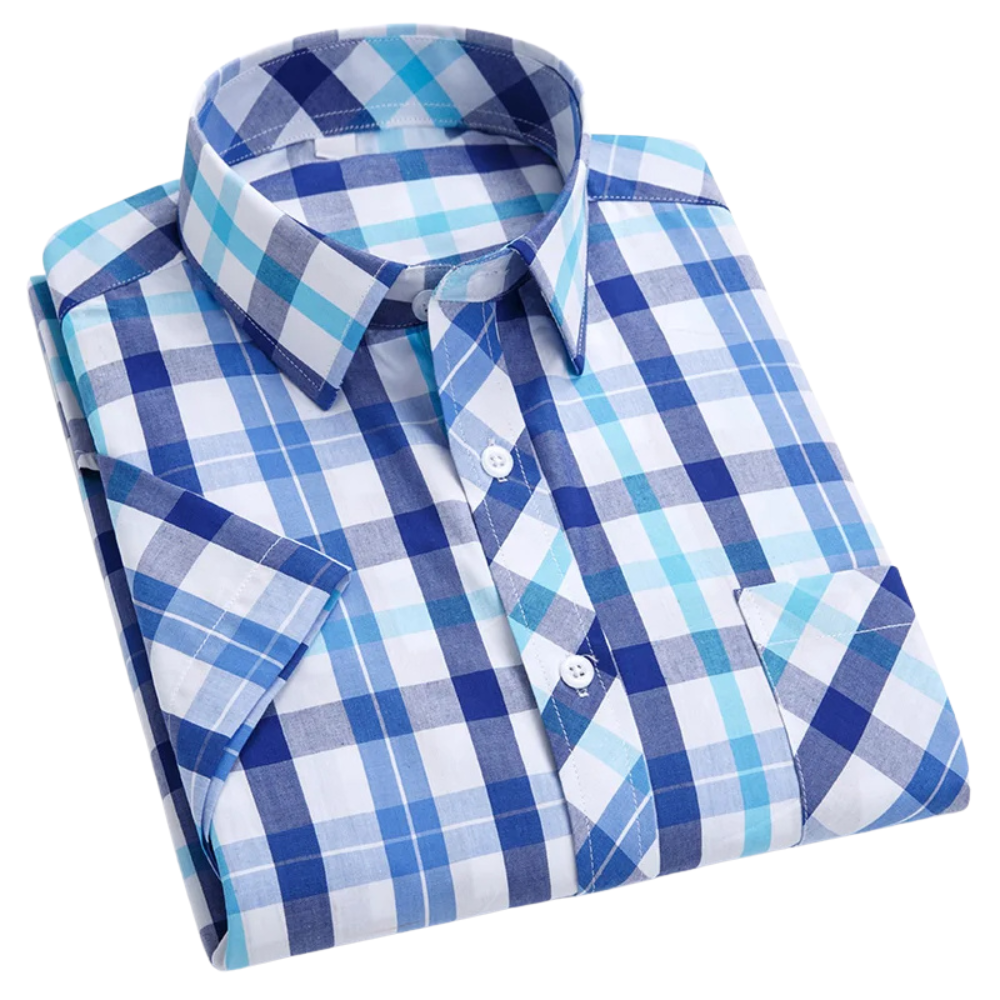 Camisa de algodón de manga corta a cuadros