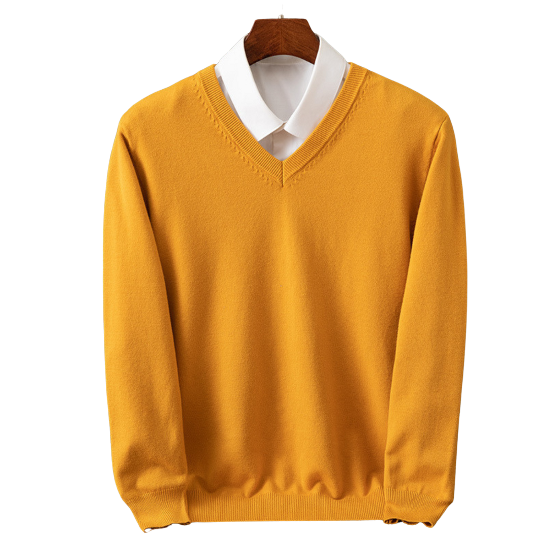 Elegante jersey de cachemira con cuello en V