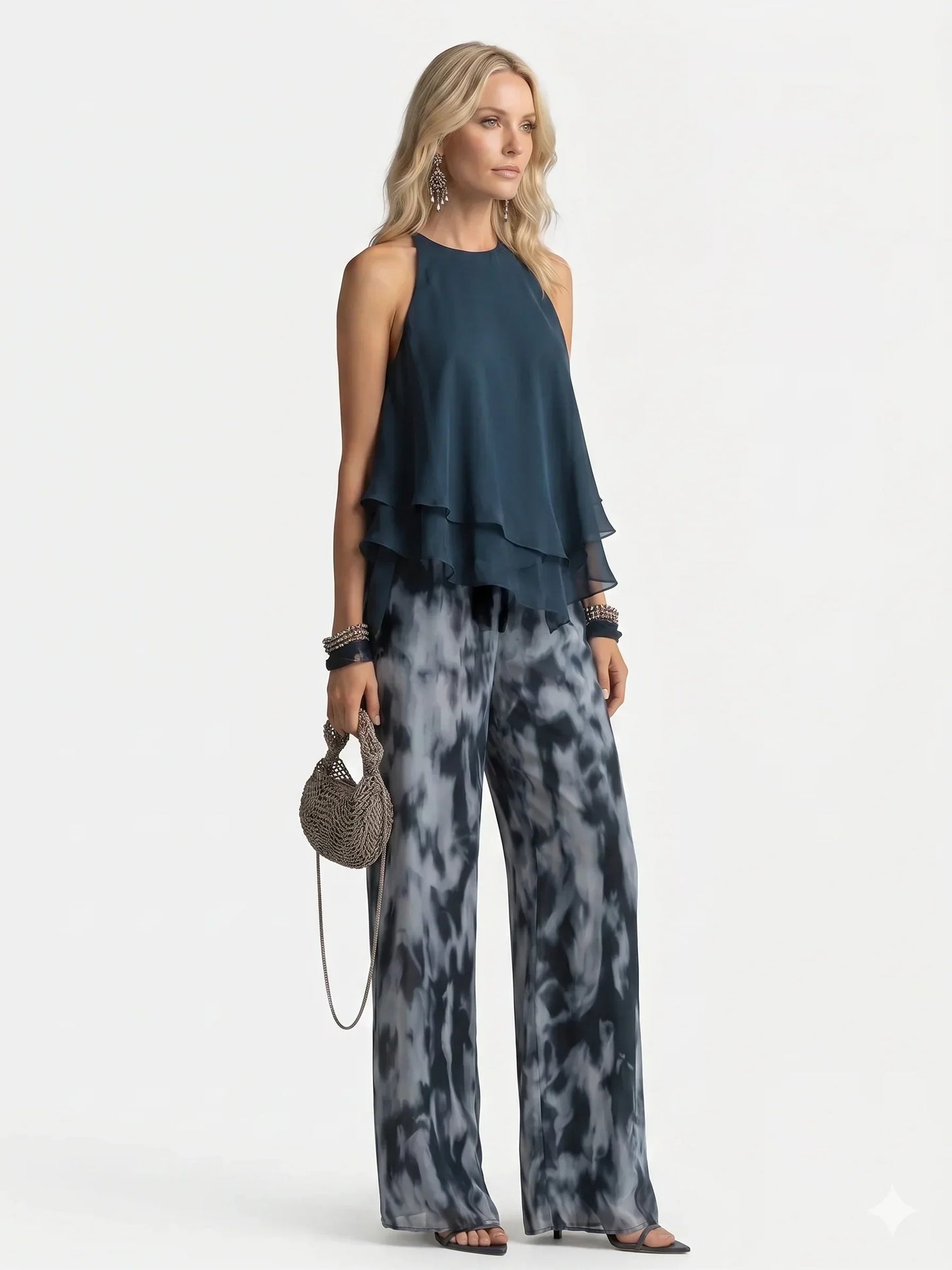 Conjunto de Dos Piezas de Chifón Elegante