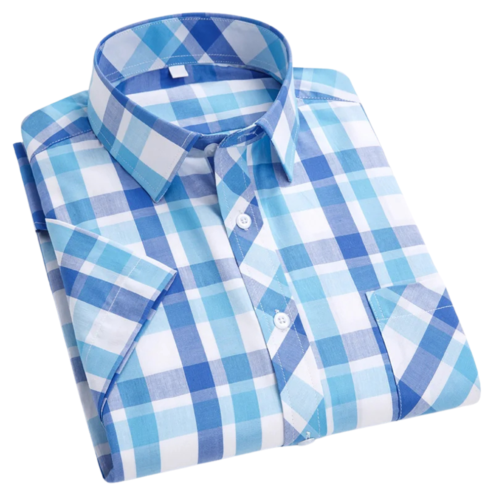 Camisa de algodón de manga corta a cuadros