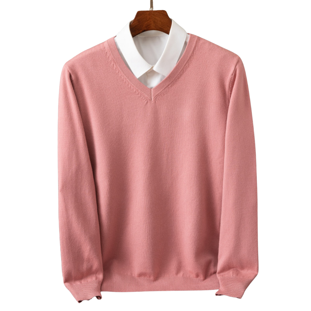 Elegante jersey de cachemira con cuello en V