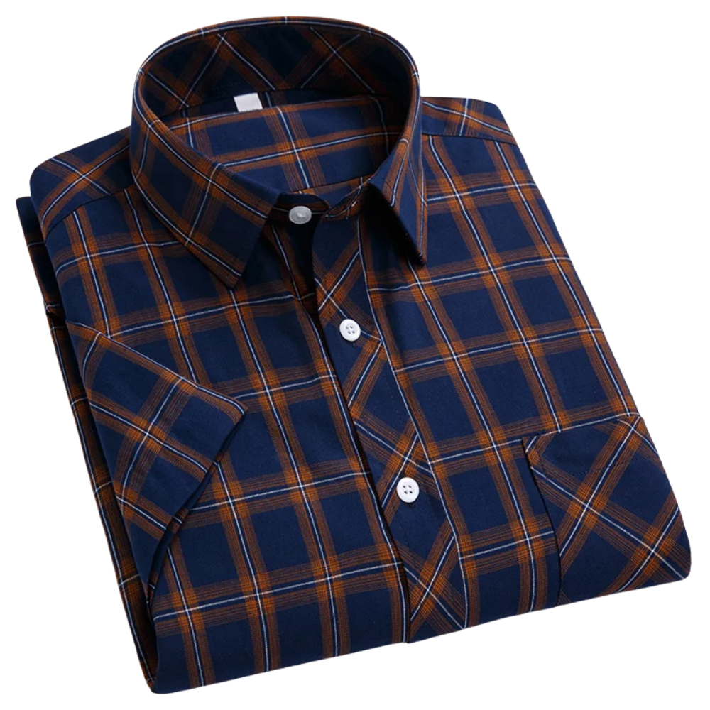 Camisa de algodón de manga corta a cuadros