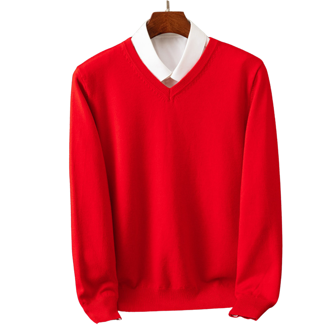 Elegante jersey de cachemira con cuello en V