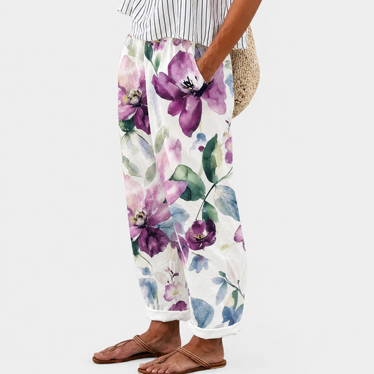 Pantalones Comfort Lavanda Fiorita