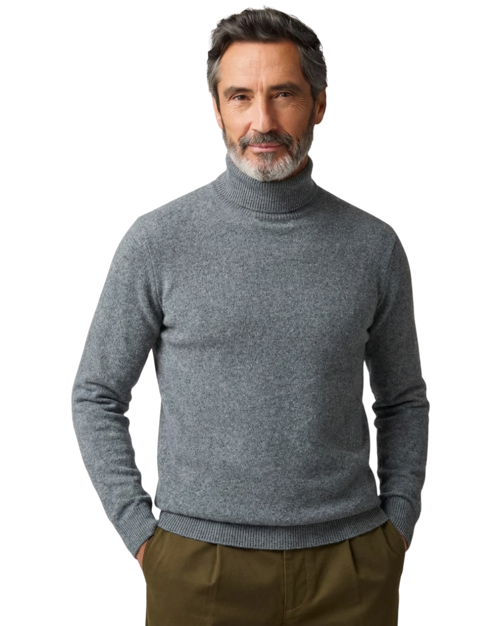 Elegante jersey de cuello alto de cachemira