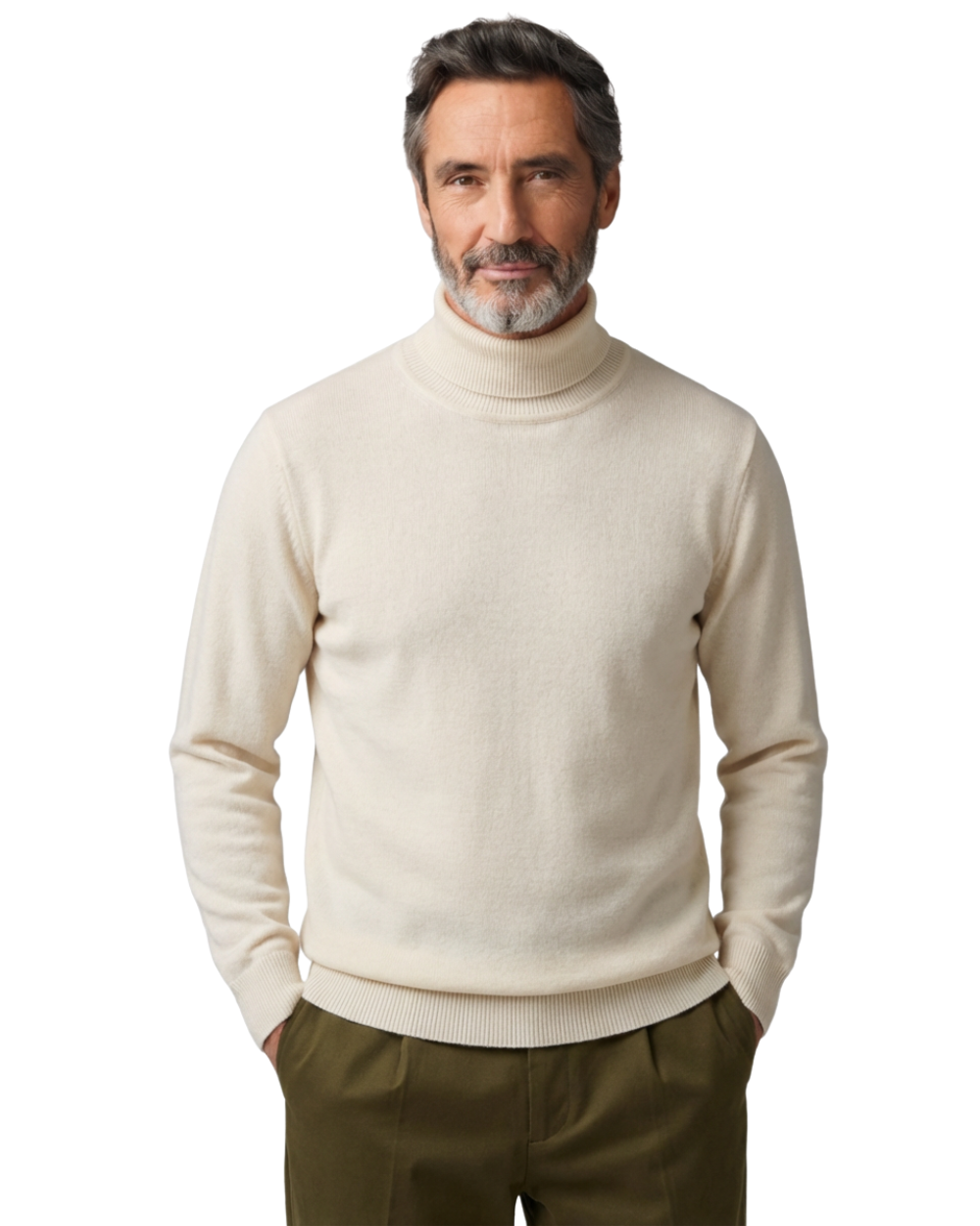 Elegante jersey de cuello alto de algodón