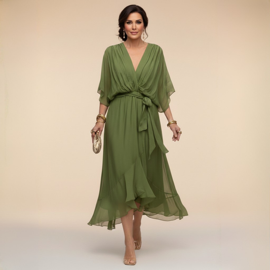 Vestido de chiffon con escote en V