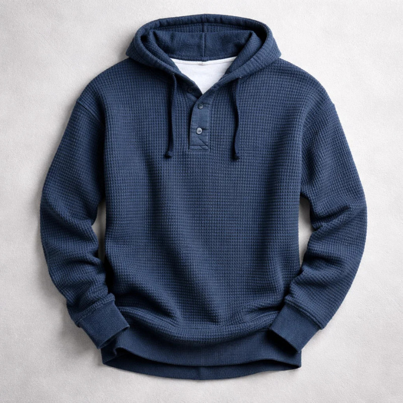 Elegante sudadera con capucha tipo gofre