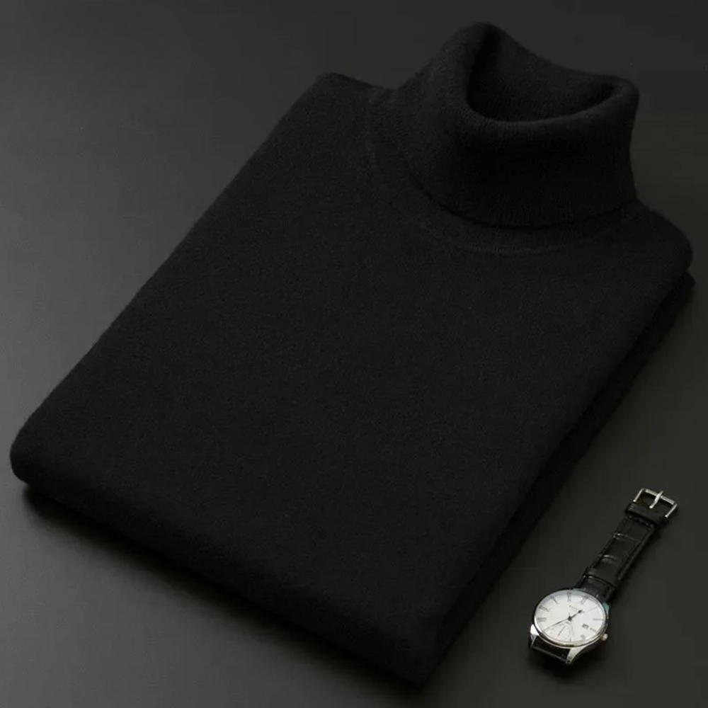 Elegante jersey de cuello alto de algodón