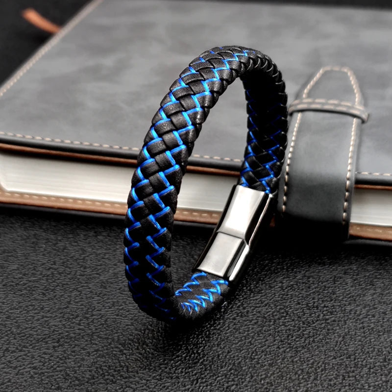 Pulsera de cuero trenzado para hombre