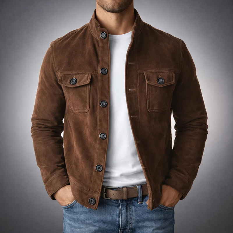 Elegante chaqueta de ante