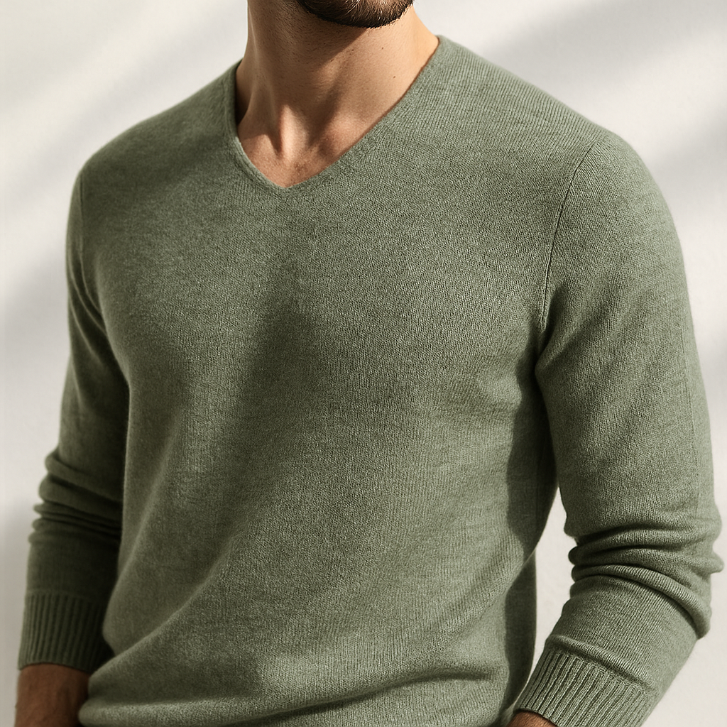 Elegante jersey de cachemira con cuello en V