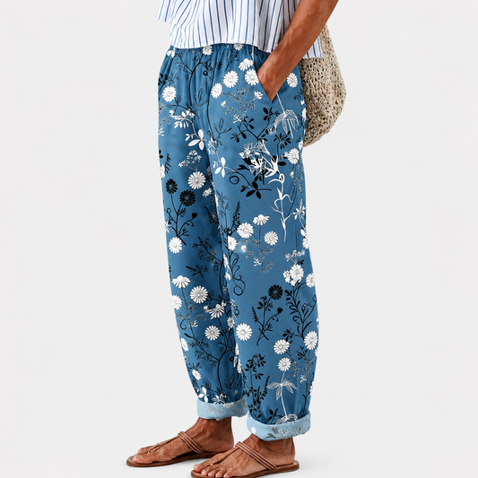 Pantalones Relax Azules Florales