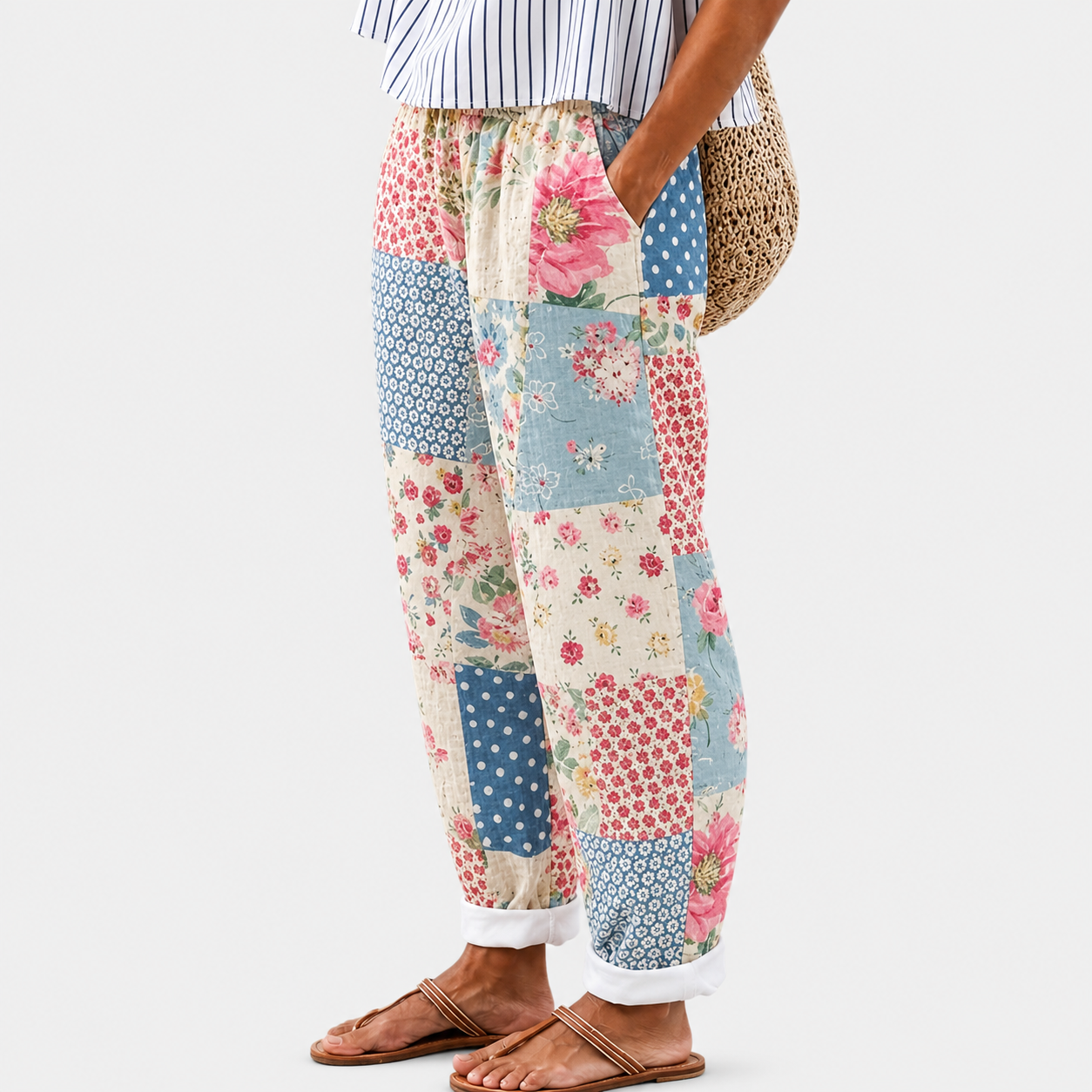 Pantalones Cómodos Vintage Patchwork