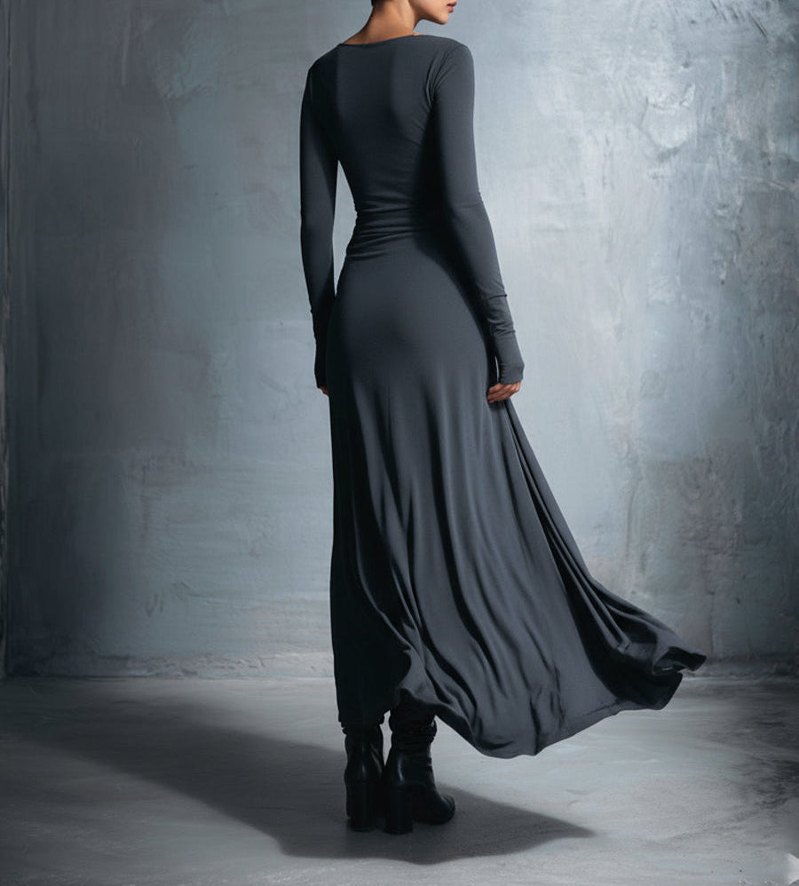 Vestido largo ajustado con nudo lateral