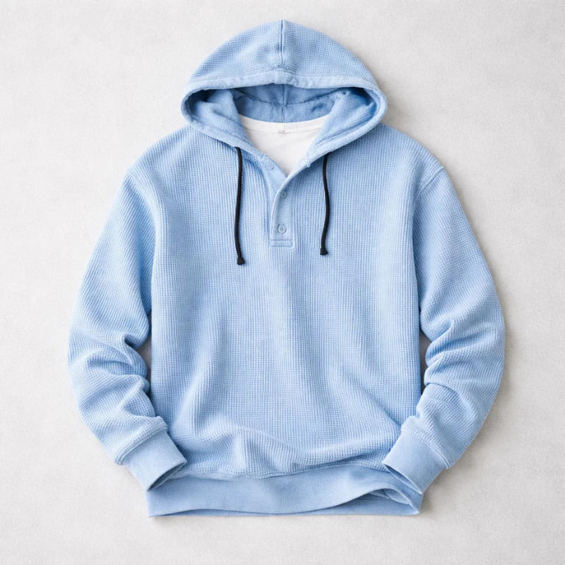 Elegante sudadera con capucha tipo gofre