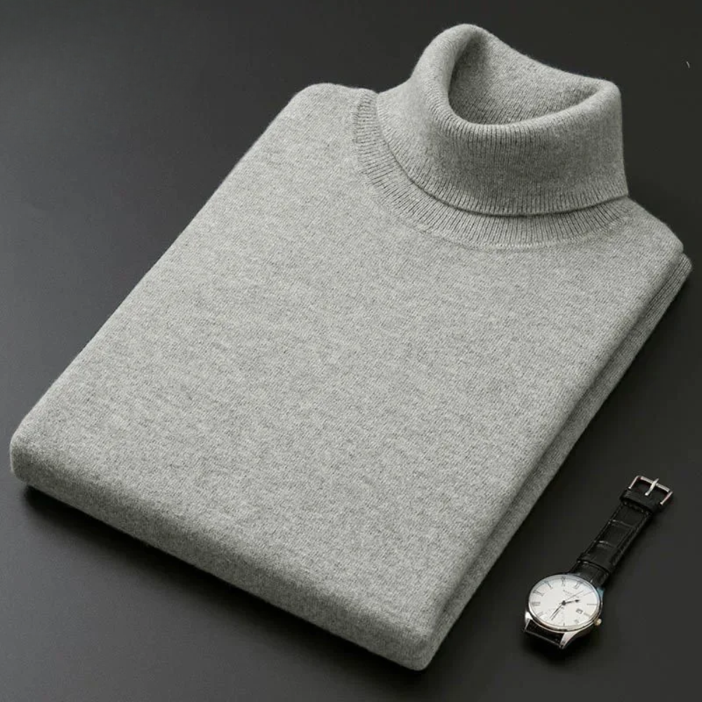 Elegante jersey de cuello alto de algodón