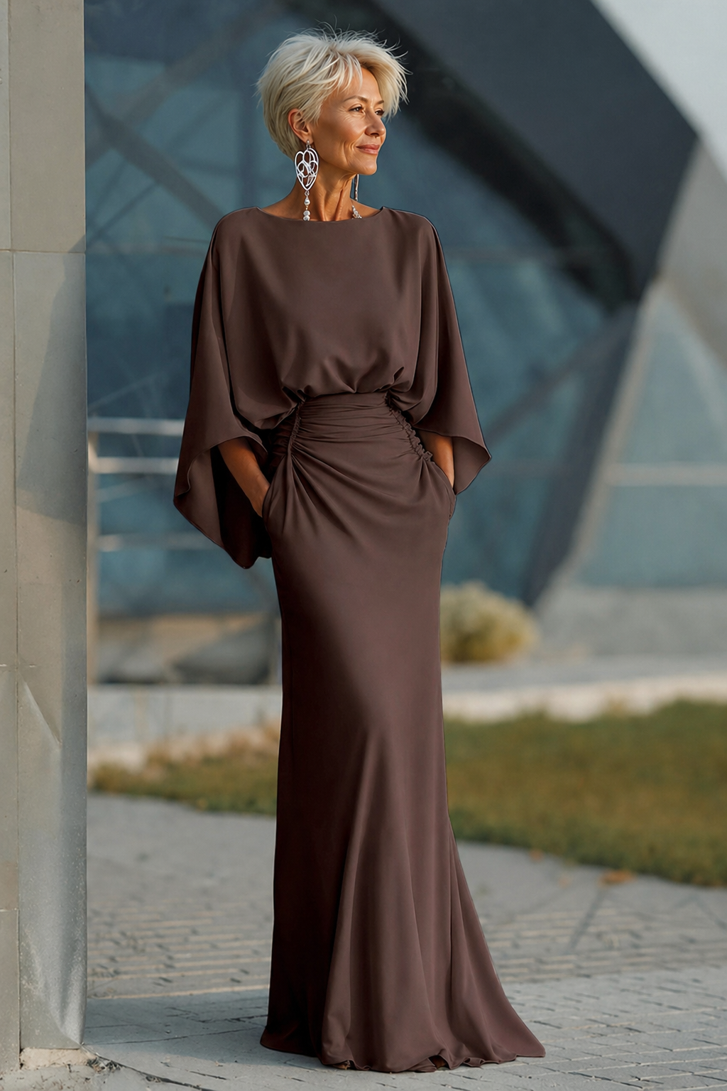 Vestido elegante de espalda abierta en V