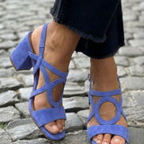 Caliope - Tacones con Punta Cuadrada y Corte Redondo para Verano
