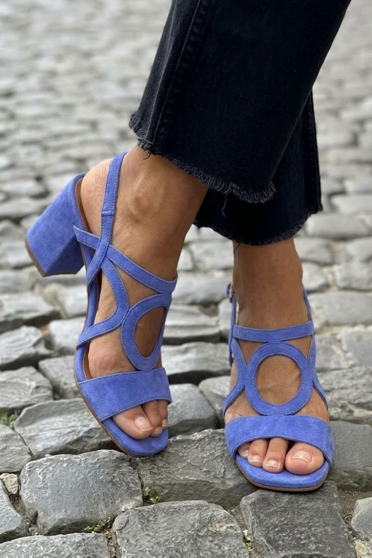 Caliope - Tacones con Punta Cuadrada y Corte Redondo para Verano