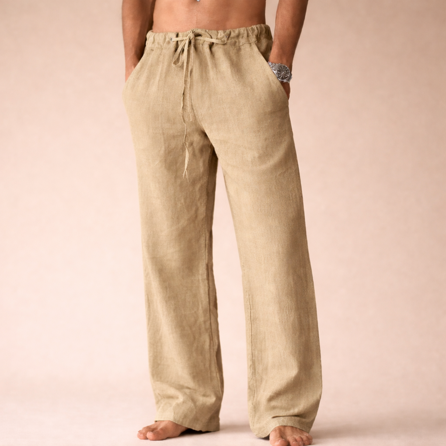 Pantalones informales de lino para hombre