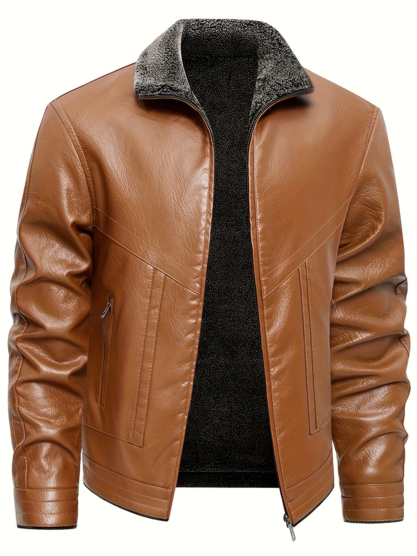 Elegante chaqueta de piel con forro polar