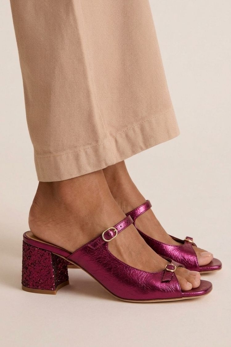 Sonsoles - Tacones Gruesos con Tira Trasera y Puntera en Bloques para Verano