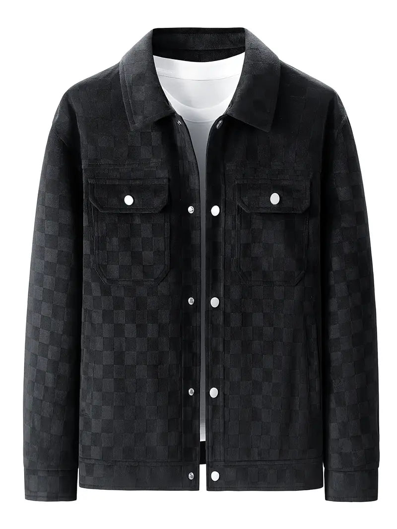 Chaqueta de ante a cuadros