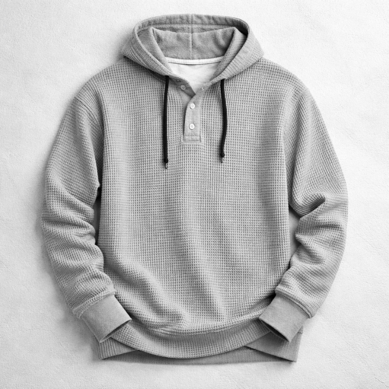 Elegante sudadera con capucha tipo gofre
