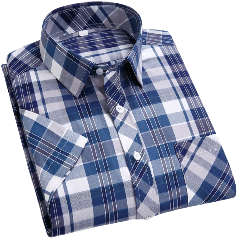 Camisa de algodón de manga corta a cuadros