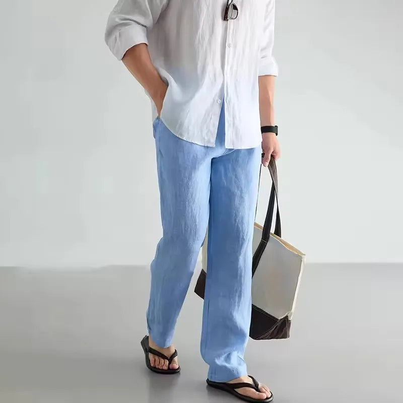 Pantalones elegantes de lino transpirable