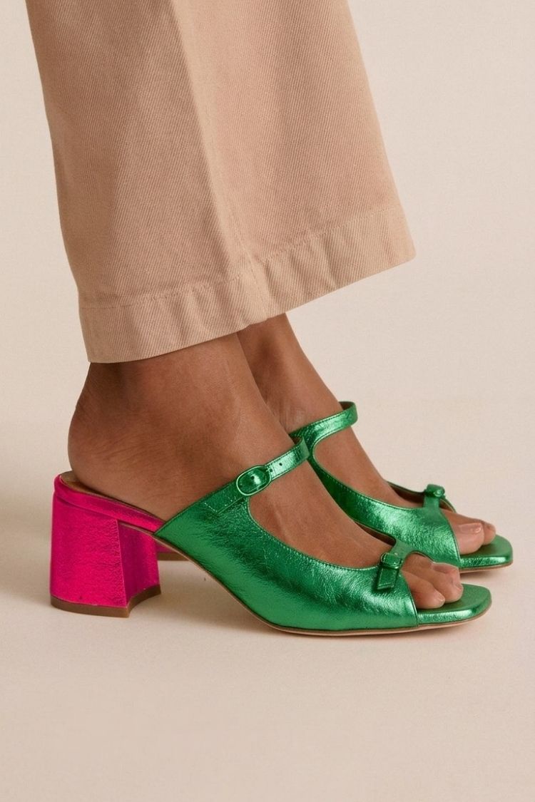 Sonsoles - Tacones Gruesos con Tira Trasera y Puntera en Bloques para Verano