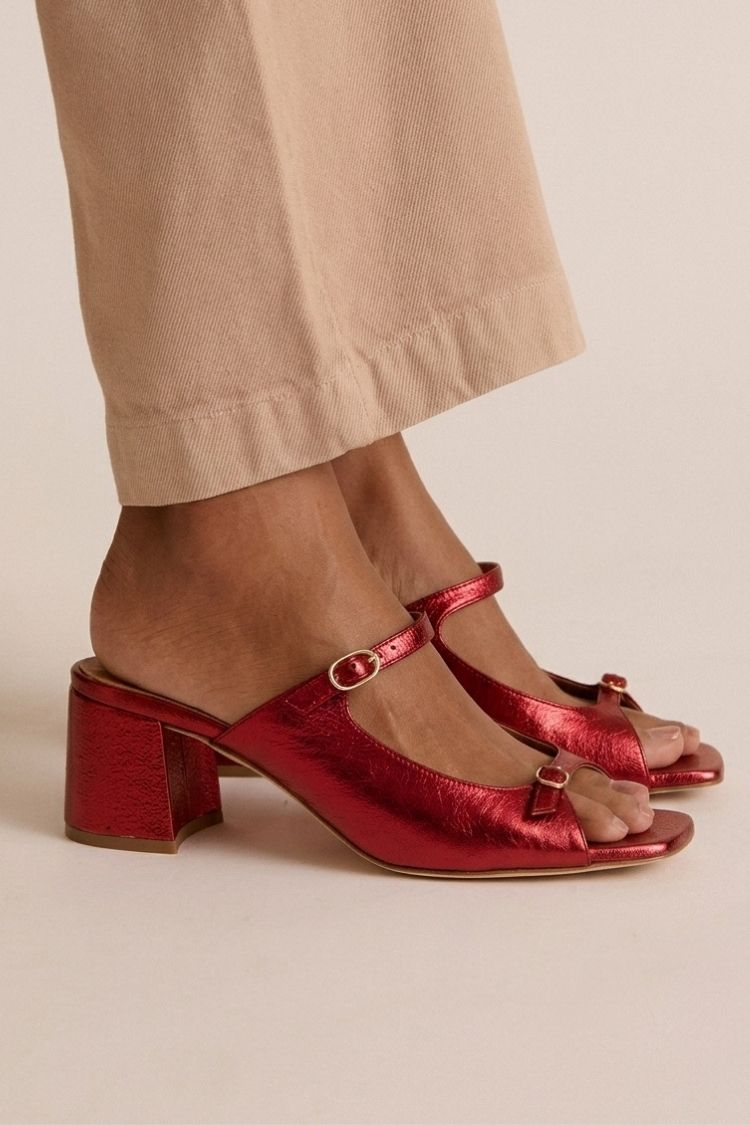 Sonsoles - Tacones Gruesos con Tira Trasera y Puntera en Bloques para Verano