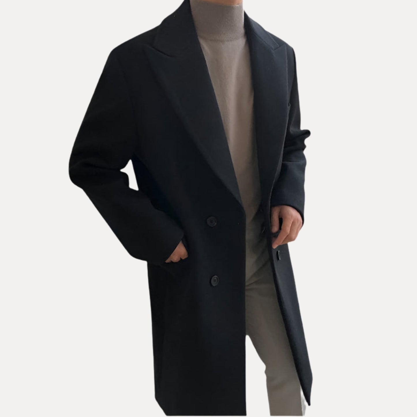Elegante abrigo de doble botonadura
