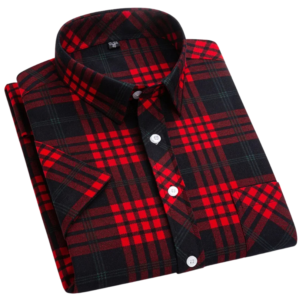 Camisa de algodón de manga corta a cuadros