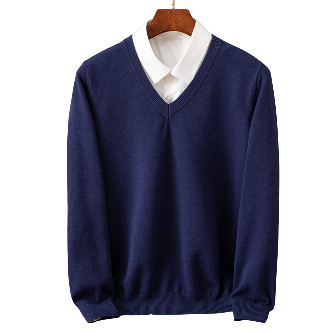Elegante jersey de cachemira con cuello en V