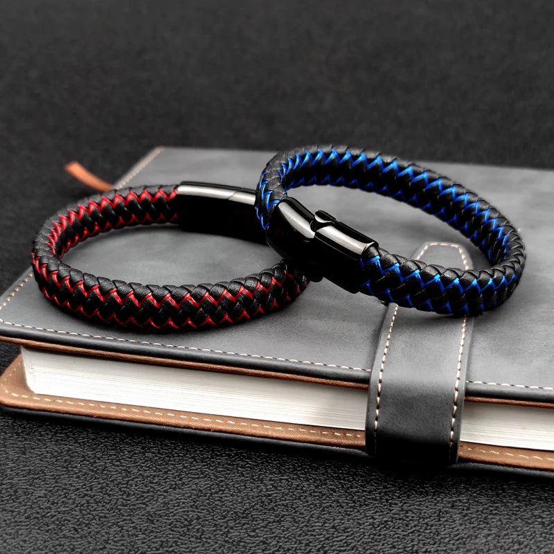 Pulsera de cuero trenzado para hombre