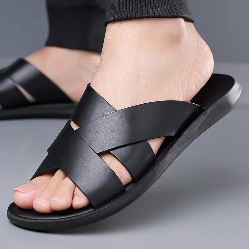 Zapatillas de cuero elegantes para hombre