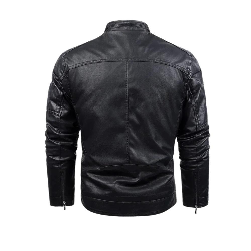 Chaqueta retro de piel con forro polar