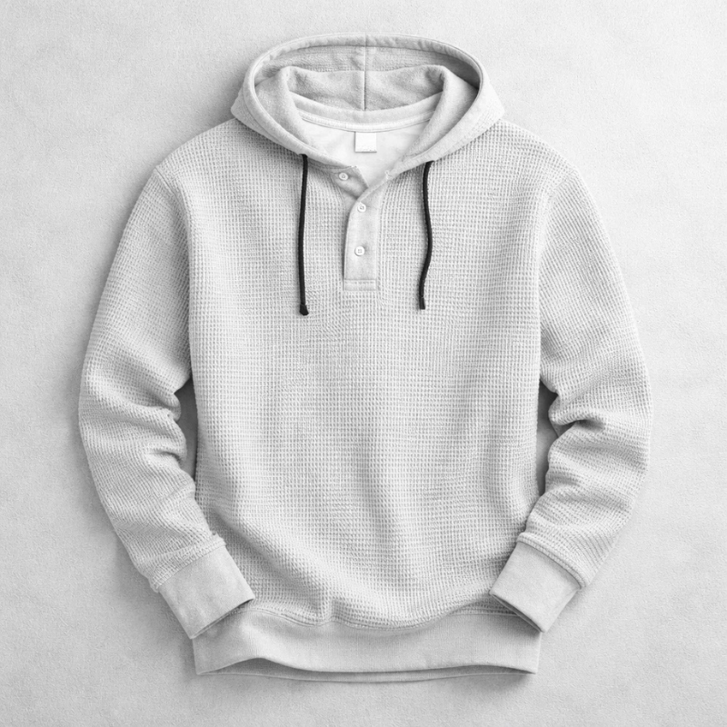 Elegante sudadera con capucha tipo gofre