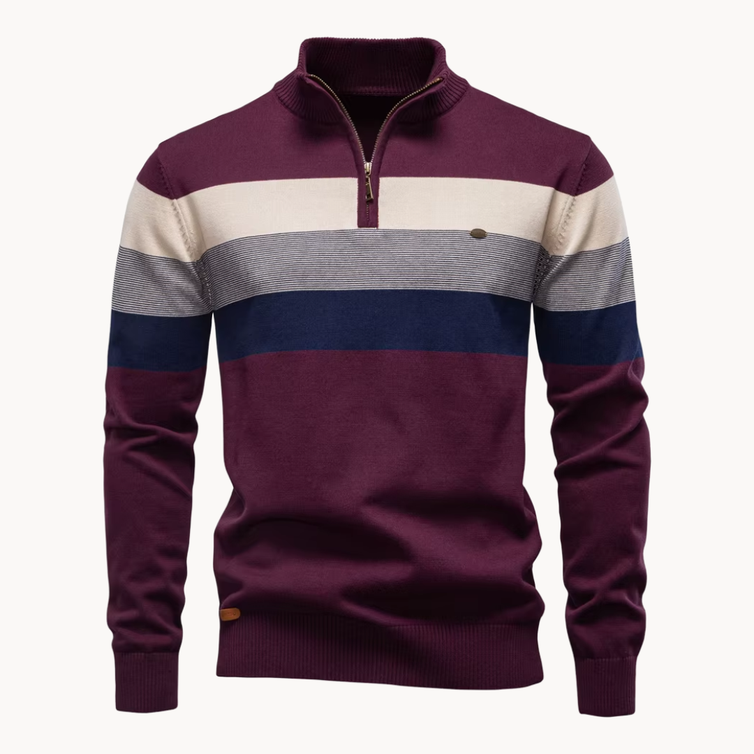 Elegante jersey de algodón con cremallera