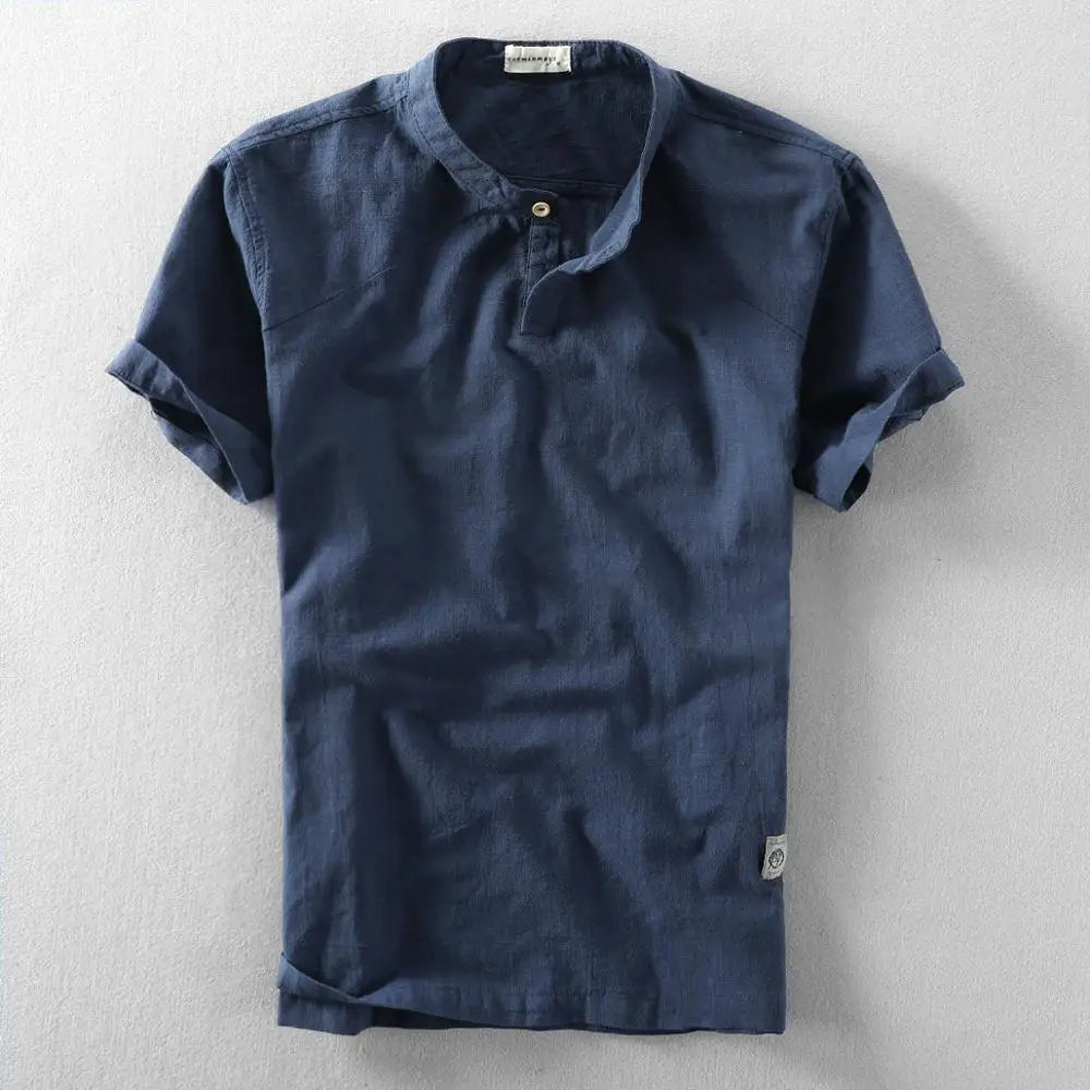 Elegante camisa de verano de algodón y lino