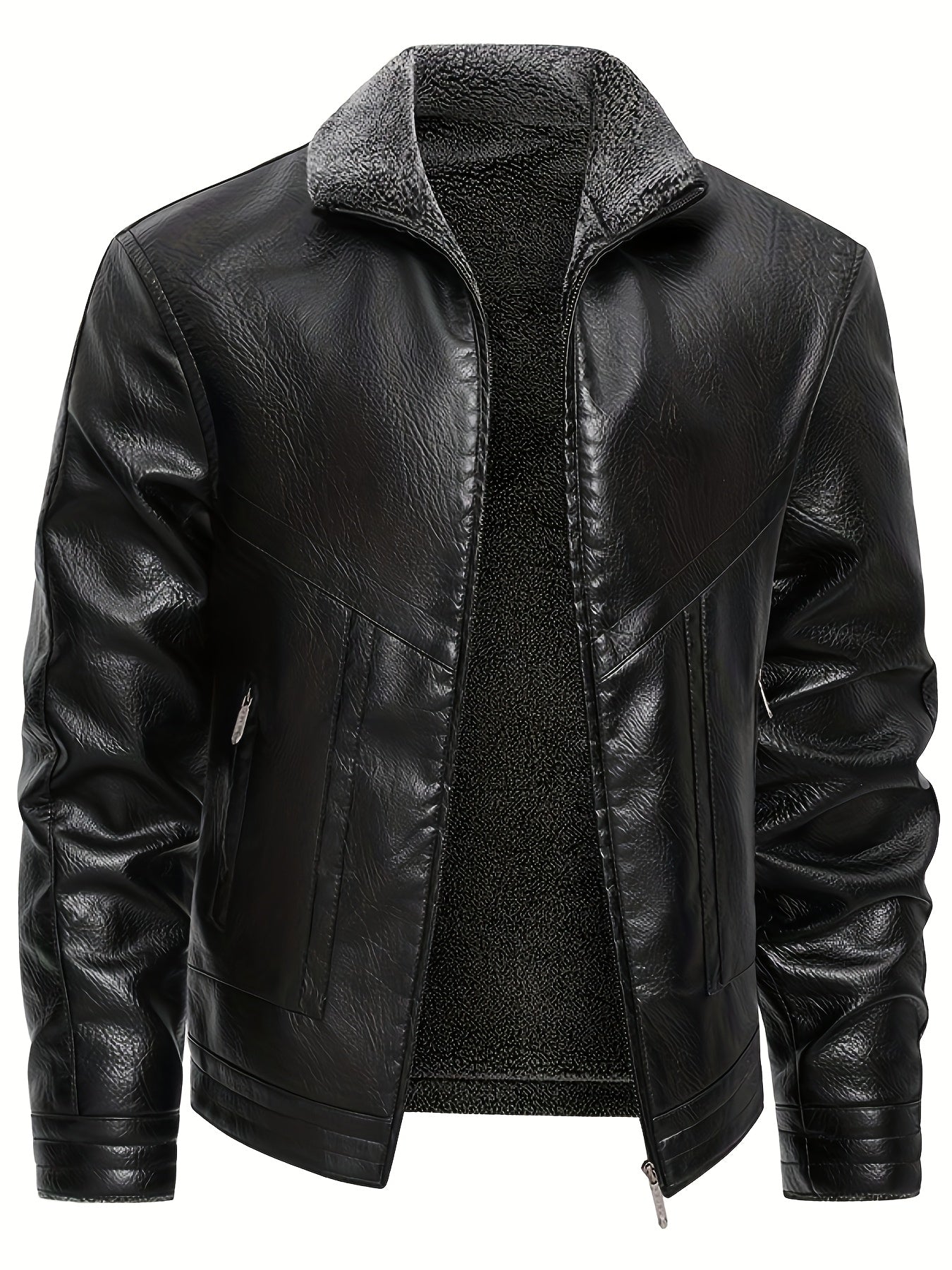 Elegante chaqueta de piel con forro polar