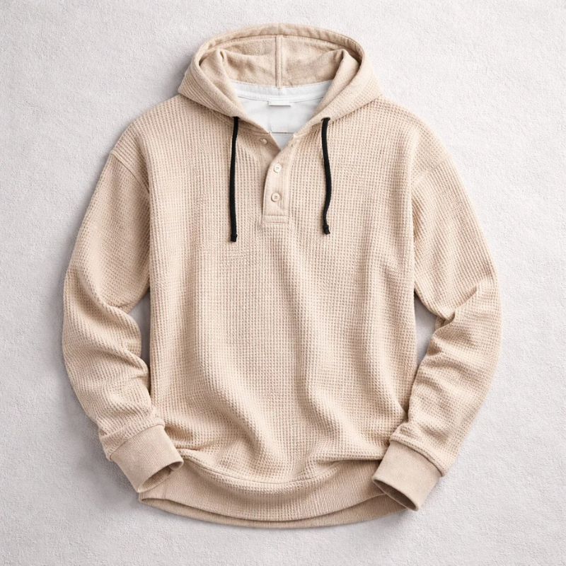 Elegante sudadera con capucha tipo gofre
