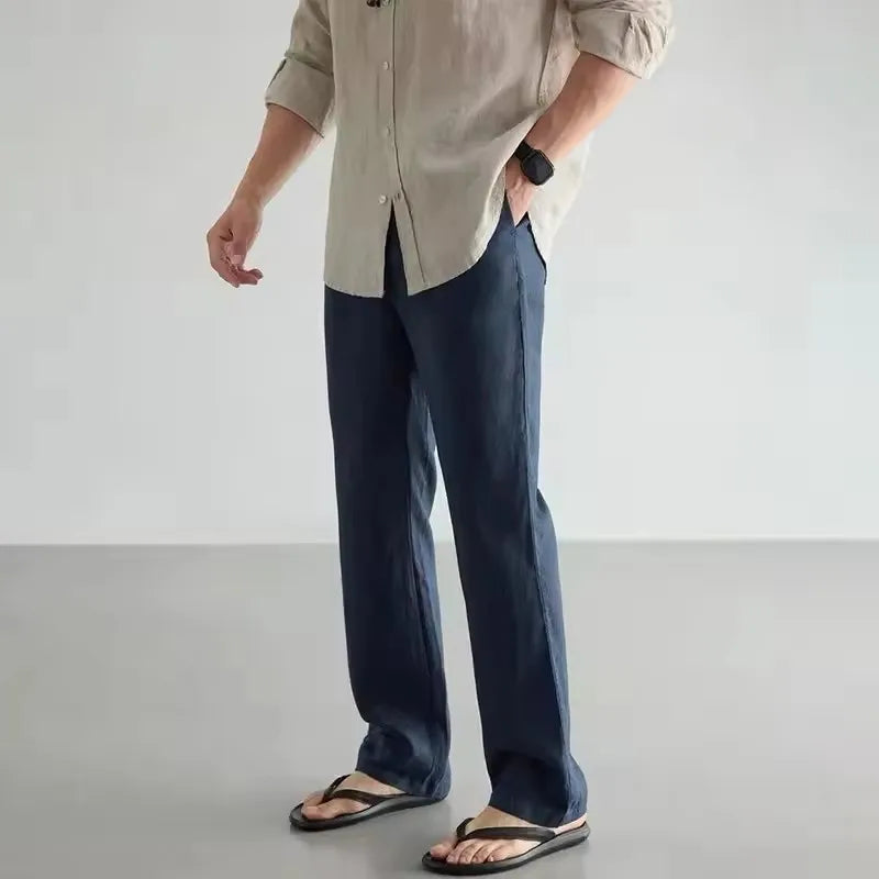 Pantalones elegantes de lino transpirable