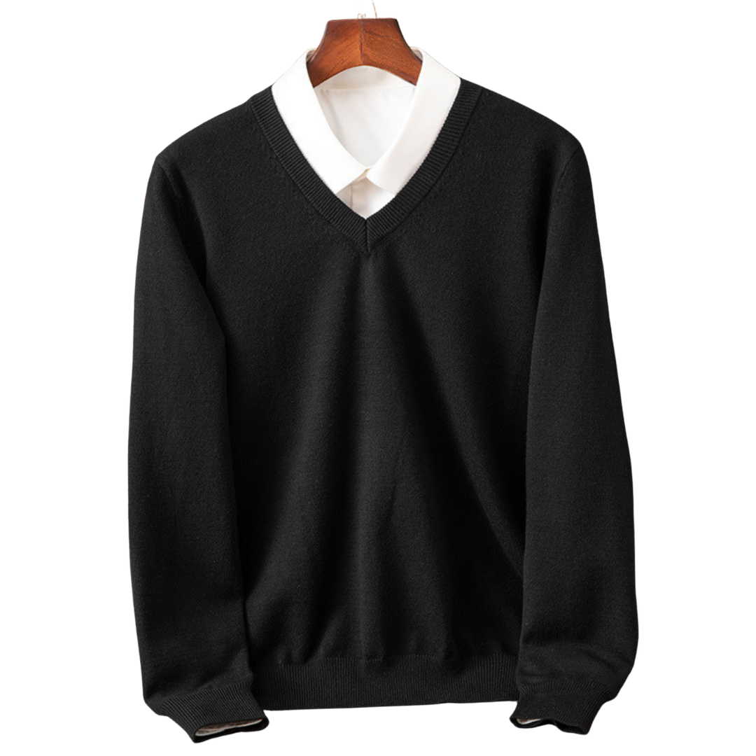 Elegante jersey de cachemira con cuello en V