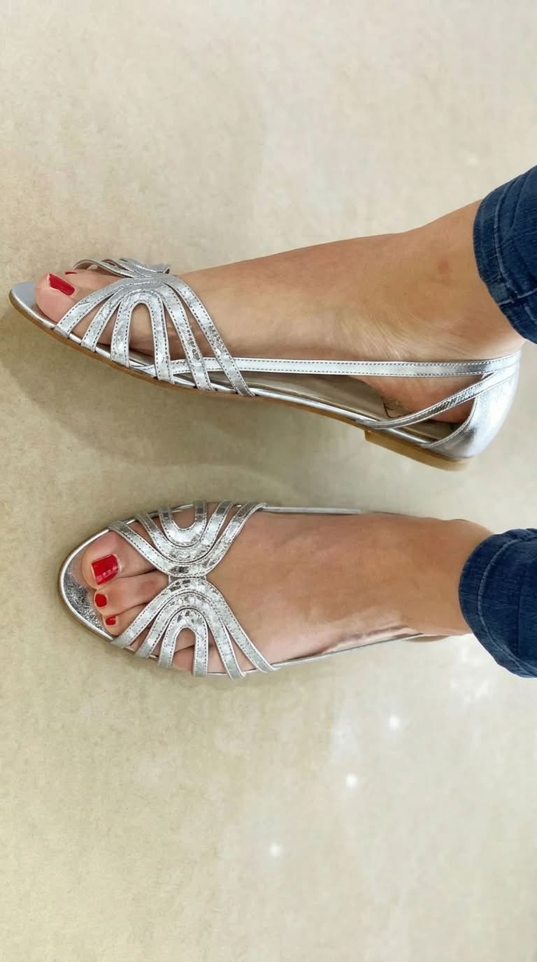 Sandalias Doradas Elegantes Punta Abierta